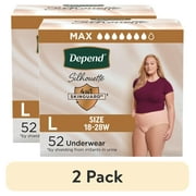(2 pack) Depend Silhouette Women’s Incontinence \u0026 Postpartum Bladder Leak Underwear, L, 52 Count